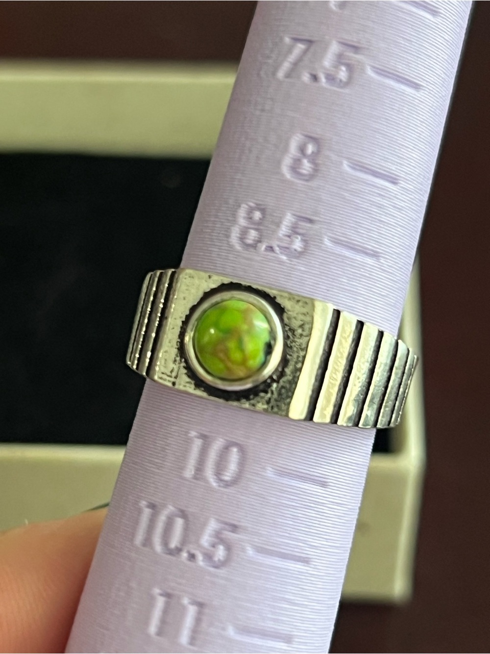 Handmade 925 Sterling Silver Lemon Lime Turquoise Ring Size 9.5 Southwestern